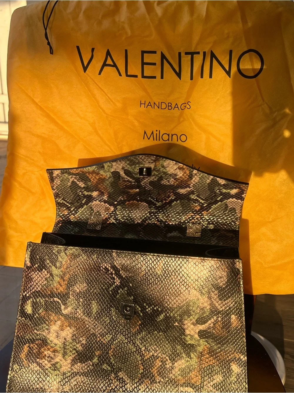 Valentino Multicolor Camouflage Print Leather Top-Handle Satchel